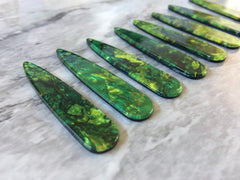 Rainforest Green Mosaic Beads, geometric shape acrylic 56mm Long Earring Necklace pendant bead 1 one hole top teardrop long drop earrings