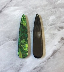 Rainforest Green Mosaic Beads, geometric shape acrylic 56mm Long Earring Necklace pendant bead 1 one hole top teardrop long drop earrings