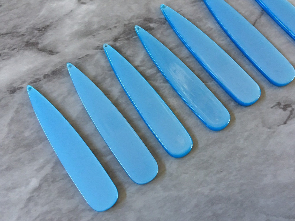 Light Blue Shiny Neutral Beads, geometric shape acrylic 56mm Long Earring Necklace pendant bead 1 one hole top teardrop long drop earrings