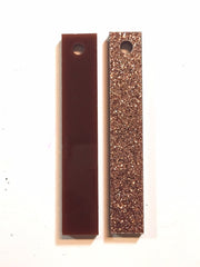 Rosegold Glitter acrylic stick Beads, Rectangle geometric shape acrylic 50mm Long Earring or Necklace pendant bead 1 one hole jewelry brown