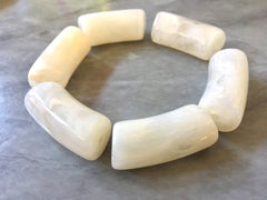 Acrylic curved tube beads, cream tube bracelet beads, resin tube beads accent statement bracelet, stretch bracelet beads