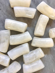 Acrylic curved tube beads, cream tube bracelet beads, resin tube beads accent statement bracelet, stretch bracelet beads