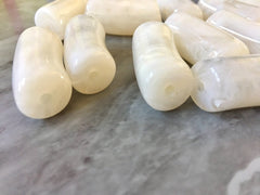 Acrylic curved tube beads, cream tube bracelet beads, resin tube beads accent statement bracelet, stretch bracelet beads