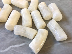 Acrylic curved tube beads, cream tube bracelet beads, resin tube beads accent statement bracelet, stretch bracelet beads