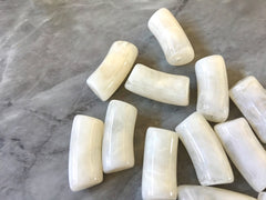 Acrylic curved tube beads, cream tube bracelet beads, resin tube beads accent statement bracelet, stretch bracelet beads