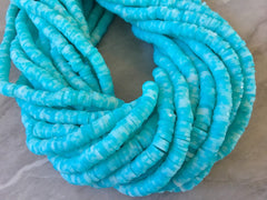 Sea Glass Tye Dye 6mm WHOLESALE rubber disc beads, 16” strand heishi colorful round polymer, colorful pride clearance beads donut tie die