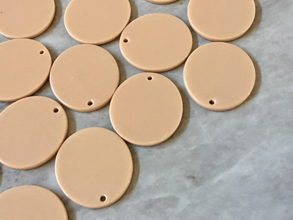 Tan Mocha Acrylic Blanks Cutout, Circle blanks, earring bead jewelry making, 25mm circle jewelry, 1 Hole circle bangle single hole