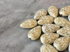 Gold Painted Cream 19mm Beads, Beads for Bangle Making or Jewelry Making, chunky beads, statement beads necklace off white