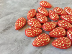 Gold Painted Red 19mm Beads, Beads for Bangle Making or Jewelry Making, chunky beads, statement beads necklace cherry