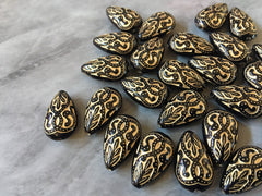 Gold Painted Black 19mm Beads, Beads for Bangle Making or Jewelry Making, chunky beads, statement beads necklace black