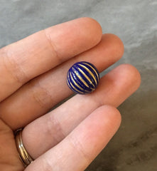 Round Royals Blue acrylic beads, 14mm dark blue chunky craft supplies, wire bangle, jewelry making, gold necklace, round circle jewelry