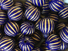 Round Royals Blue acrylic beads, 14mm dark blue chunky craft supplies, wire bangle, jewelry making, gold necklace, round circle jewelry