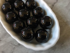 Shiny Black 20mm round beads, gumball beads, bubblegum beads, chunky beads, 20mm girls necklace jewelry, chunky necklace