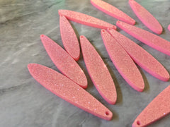 Pink Sparkle Glitter Confetti Acrylic Resin Beads teardrop cutout 56mm Earring Necklace pendant one hole DIY blanks acetate, pink earrings