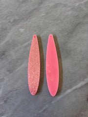 Pink Sparkle Glitter Confetti Acrylic Resin Beads teardrop cutout 56mm Earring Necklace pendant one hole DIY blanks acetate, pink earrings