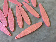 Pink Sparkle Glitter Confetti Acrylic Resin Beads teardrop cutout 56mm Earring Necklace pendant one hole DIY blanks acetate, pink earrings