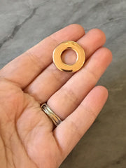 Gold Circle metal earring Rings, circle cutout Necklace pendant bead, one hole at top DIY blanks 23mm across circles, jewelry making