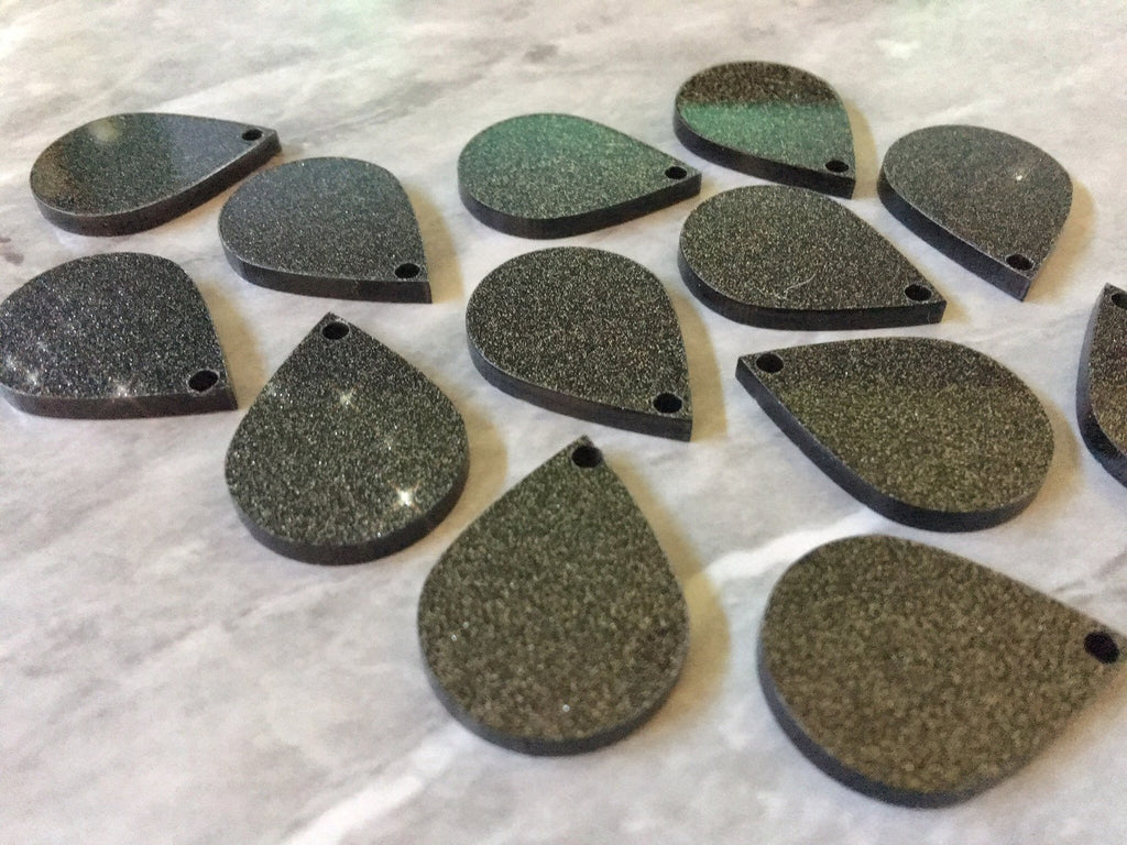 Black Glitter Acrylic Blanks Teardrop, Circle blanks, earring bead jewelry making, 29mm circle jewelry, circle bangle black pendant drop