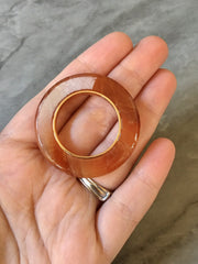 Gold rimmed resin white & Tortoise Shell Beads, circle cutout acrylic 44mm Earring Necklace geometric pendant bead stone acrylic acetate