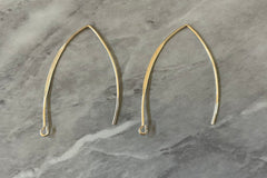 Gold Slide Through Earring Blanks, DIY earring Kit, 44mm V shaped front and back earrings, gold acrylic charm drop dangle pull through