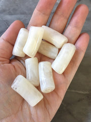 Acrylic curved tube beads, cream tube bracelet beads, resin tube beads accent statement bracelet, stretch bracelet beads