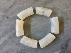 Acrylic curved tube beads, cream tube bracelet beads, resin tube beads accent statement bracelet, stretch bracelet beads