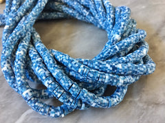 Jean Jacket Tye Dye 6mm WHOLESALE rubber disc beads, 16” strand heishi colorful round polymer, colorful pride clearance beads donut tie die