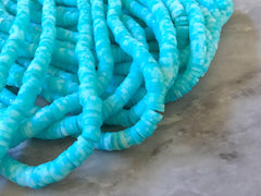 Sea Glass Tye Dye 6mm WHOLESALE rubber disc beads, 16” strand heishi colorful round polymer, colorful pride clearance beads donut tie die