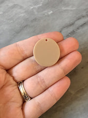 Tan Mocha Acrylic Blanks Cutout, Circle blanks, earring bead jewelry making, 25mm circle jewelry, 1 Hole circle bangle single hole