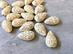Gold Painted Cream 19mm Beads, Beads for Bangle Making or Jewelry Making, chunky beads, statement beads necklace off white