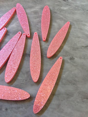 Pink Sparkle Glitter Confetti Acrylic Resin Beads teardrop cutout 56mm Earring Necklace pendant one hole DIY blanks acetate, pink earrings