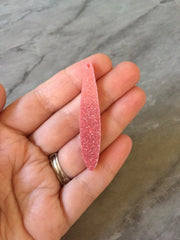 Pink Sparkle Glitter Confetti Acrylic Resin Beads teardrop cutout 56mm Earring Necklace pendant one hole DIY blanks acetate, pink earrings