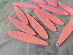Pink Sparkle Glitter Confetti Acrylic Resin Beads teardrop cutout 56mm Earring Necklace pendant one hole DIY blanks acetate, pink earrings