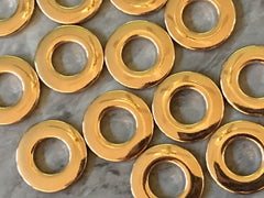 Gold Circle metal earring Rings, circle cutout Necklace pendant bead, one hole at top DIY blanks 23mm across circles, jewelry making