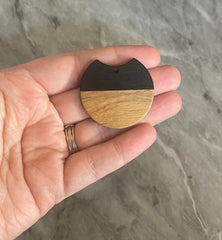 Wood Grain Black resin Beads, round cutout acrylic 37mm Earring Necklace pendant bead, one hole at top DIY wooden blanks brown