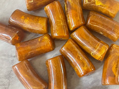 Acrylic curved tube beads, Amber Yellow tube bracelet beads, resin tube beads accent statement bracelet, stretch bracelet beads
