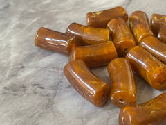 Acrylic curved tube beads, Amber Yellow tube bracelet beads, resin tube beads accent statement bracelet, stretch bracelet beads