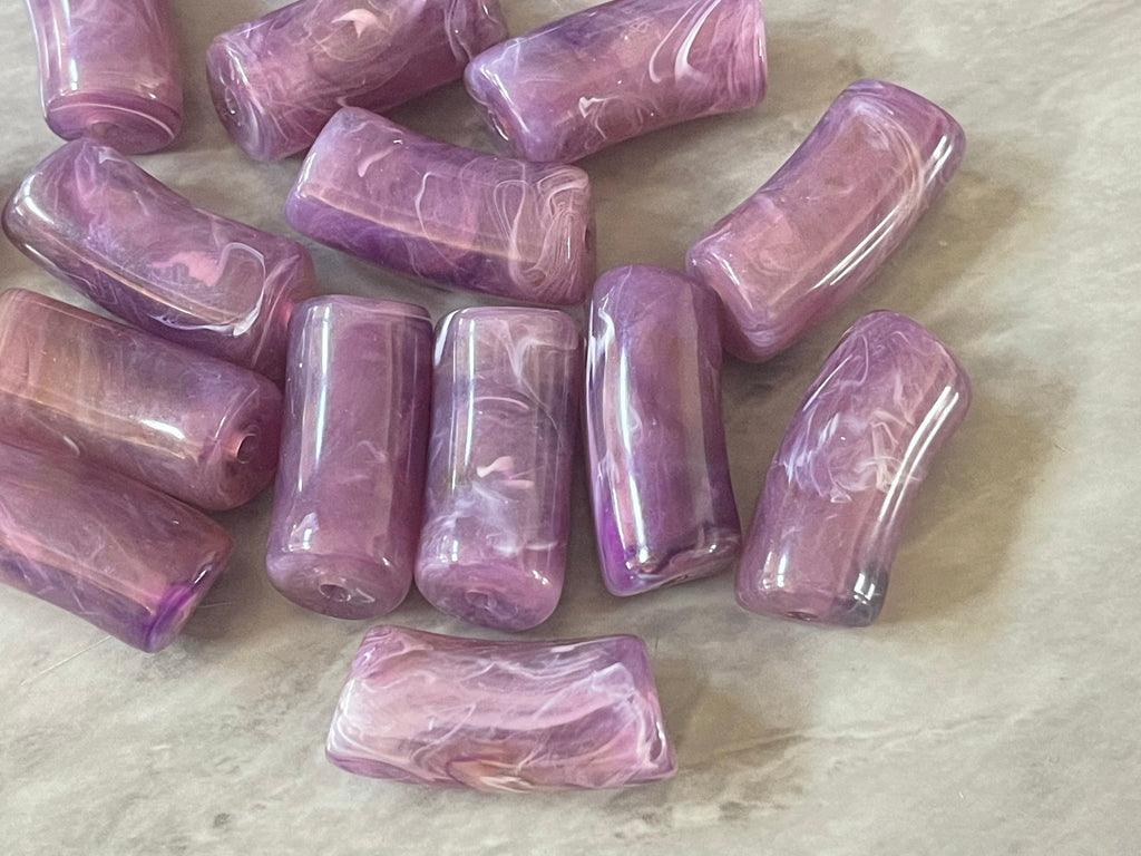 Acrylic curved tube beads, Purple tube bracelet beads, resin tube beads accent statement bracelet, stretch bracelet beads