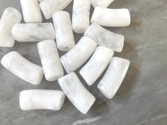 Acrylic curved tube beads, White tube bracelet beads, resin tube beads accent statement bracelet, stretch bracelet beads