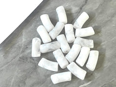 Acrylic curved tube beads, White tube bracelet beads, resin tube beads accent statement bracelet, stretch bracelet beads
