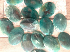 Emerald Green Smooth Swirly Oval 40mm acrylic beads, chunky craft supplies, wire bangle jewelry making necklace, dark green beads