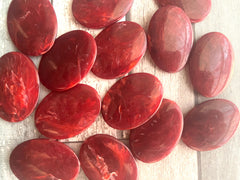 Red Smooth Swirly Oval 40mm acrylic beads, chunky craft supplies, wire bangle jewelry making necklace, deep red white beads