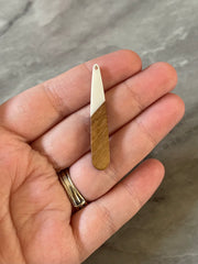 Wood Grain + White Resin Beads, geometric shape acrylic 45mm Long Earring or Necklace pendant bead 1 one hole teardrop rectangle stick