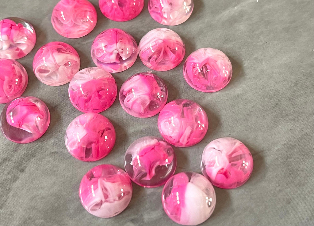 Pink & White Swirl Resin 12mm Cabochons, jewelry making kit, earring set, diy jewelry, druzy studs, 12mm Druzy cabochon stud