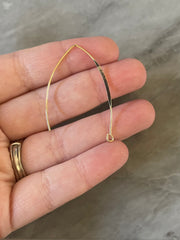 Gold Slide Through Earring Blanks, DIY earring Kit, 44mm V shaped front and back earrings, gold acrylic charm drop dangle pull through