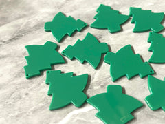 Christmas Tree Green Mosaic Beads, tree cutout acrylic 35mm Earring Necklace pendant bead one hole top, acrylic acetate lucite jewelry
