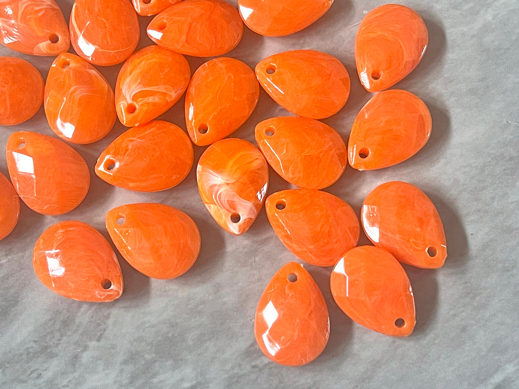 Colorful Acrylic Teardrop Bead, 1 Hole 18mm jewelry making, bright orange teardrop earring blanks, faceted beads dangle drop earrings