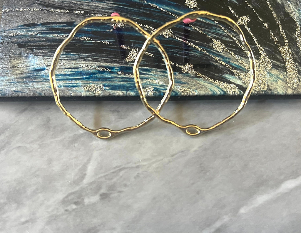 Gold 35mm Hammered post earring blanks, colorful drop earring, gold stud earrings statement jewelry, dangle DIY earring making
