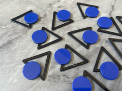 Mod Style Royal Blue & Black Beads, circle cutout acrylic 43mm Earring or Necklace pendant bead, one hole at top, colorful statement