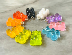 Bear Pendants, Gelatin Bear Pendants, 20mm bears with 1 hole, colorful rainbow drop pendants, bear beads, resin pendant necklace earrings